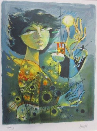 Lot de lithographies :

-René MARGOTTON (1915-2009)

Femme...