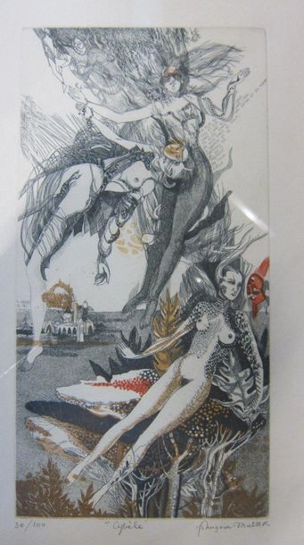 Lot de lithographies :

-René MARGOTTON (1915-2009)

Femme...