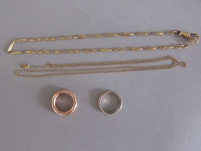 Lot de bijoux or 9 k : chaînes, bagues, anneau...