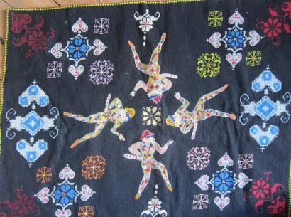 Tapis de jeu en tapisserie au point, fond...