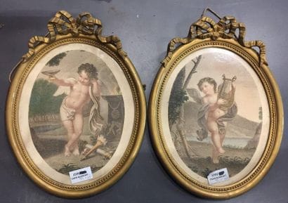 Deux gravures en couleurs formant paire

Putti

Les...