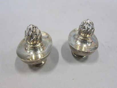 Paire de salières en argent en forme de lampe...
