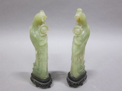 Deux faisans en néphrite de couleur céladon.

Chine,...