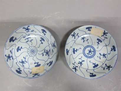 Deux assiettes à décor blanc bleu

Chine,...