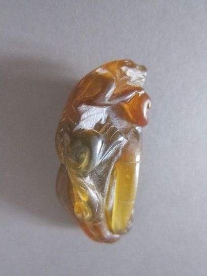 Sujet en agate représentant un tigre sur...