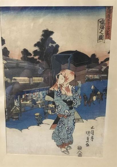 Ensemble de six estampes japonaises.

36...