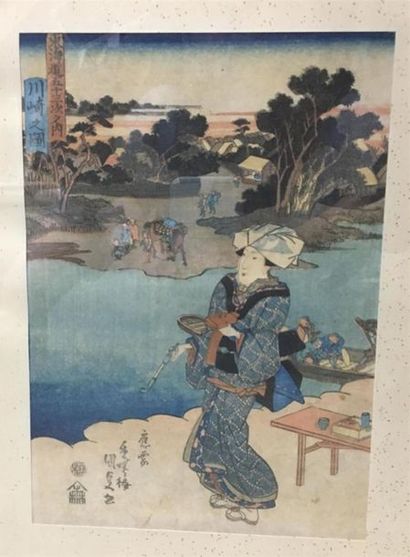 Ensemble de six estampes japonaises.

36...