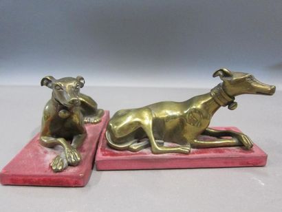 Deux lévriers couchés. 

Sujets en bronze....