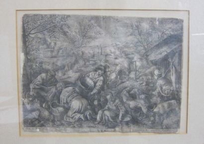 Lot de gravures encadrées.