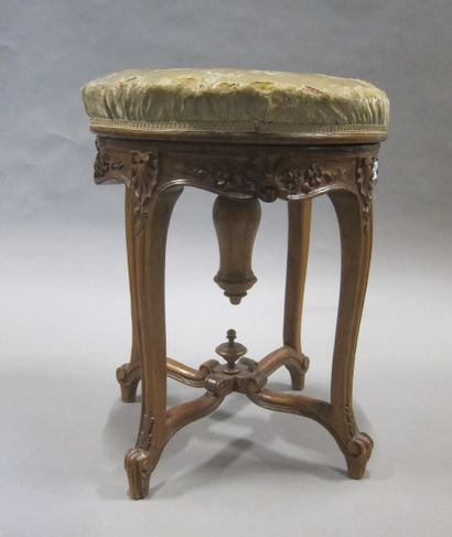 Tabouret de piano en chêne naturel sculpté...