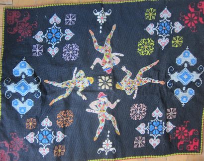 Tapis de jeu en tapisserie au point, fond...