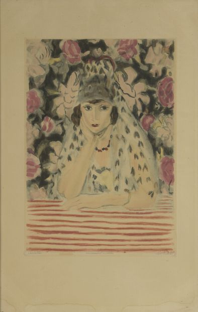 D'après Henri MATISSE : 

Femme à la mantille

Eau-forte...
