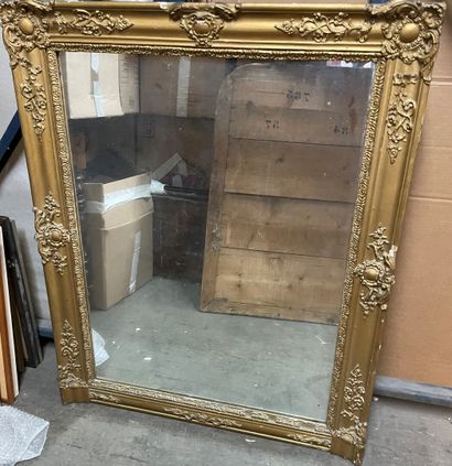 Two wood and gilded stucco mantel mirrors...