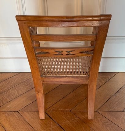 Child's chair in natural wood with mouldings,...