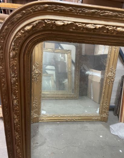 Two wood and gilded stucco mantel mirrors...