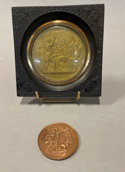 Miniature in repoussé brass representing...