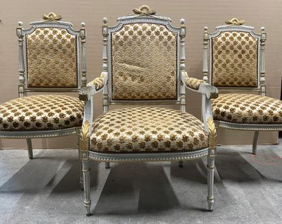 Lacquered and gilded wood living room furniture,...