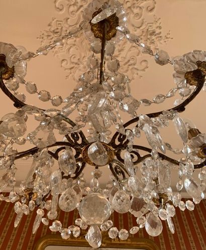 An ormolu chandelier with eight arms of light...