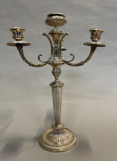 A large four lights silver plated bronze...
