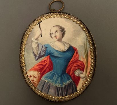 
Reliquary medallion with paper decorated...