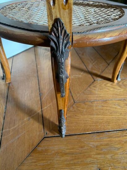 Circular wooden table with inlaid decoration...