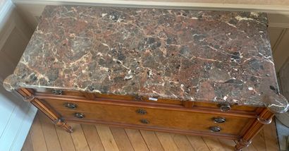 A burl veneer chest of drawers opening with...