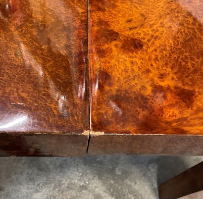 Dining room table console in burr walnut...