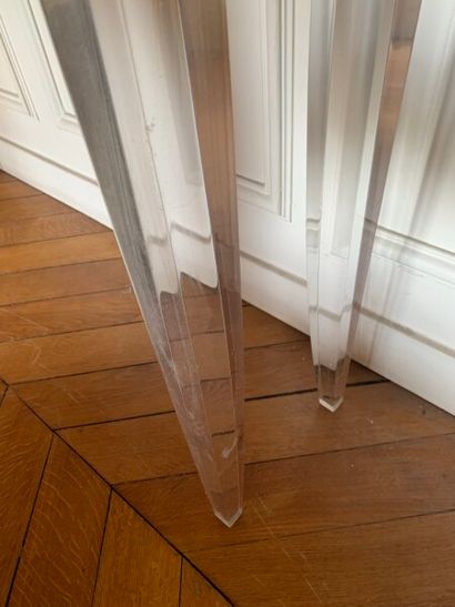 Plexiglas console with four sheathed legs,...