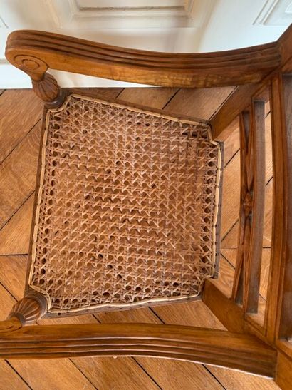 Child's chair in natural wood with mouldings,...