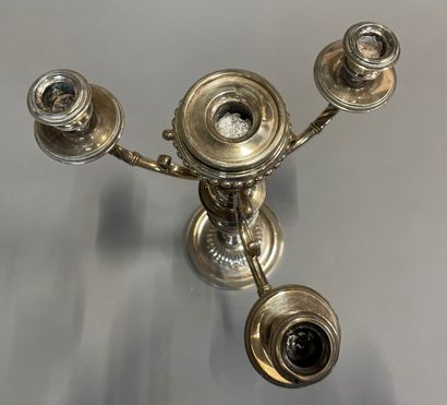 A large four lights silver plated bronze...
