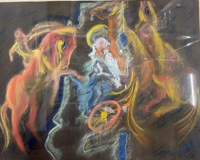 Lot of framed pieces, engravings, pastels...