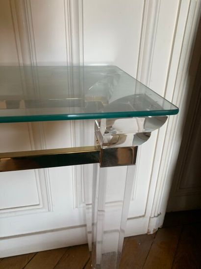 Plexiglas console with four sheathed legs,...