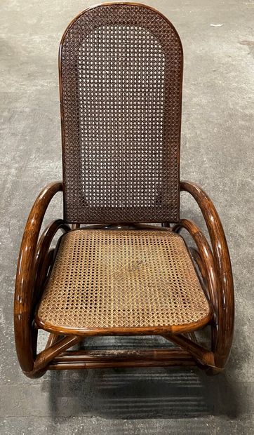 Varnished bentwood rocking chair, seat and...