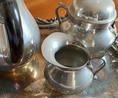 Pewter coffee set including a coffee pot,...