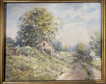 Lot of small paintings: landscapes, seascapes,...