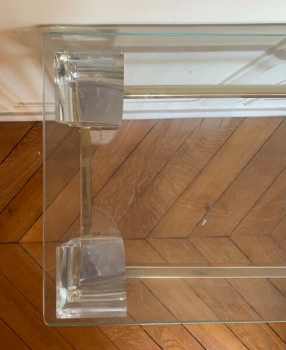 Plexiglas console with four sheathed legs,...