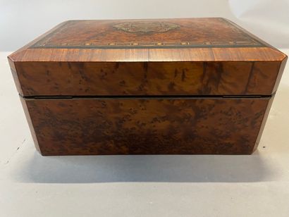 Burr veneer and marquetry case containing...