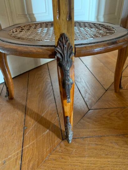 Circular wooden table with inlaid decoration...