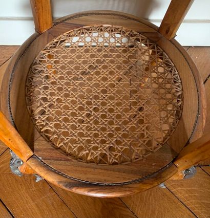 Circular wooden table with inlaid decoration...