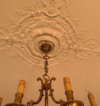 A gilt bronze chandelier with eight arms...