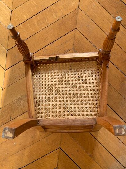 Child's chair in natural wood with mouldings,...