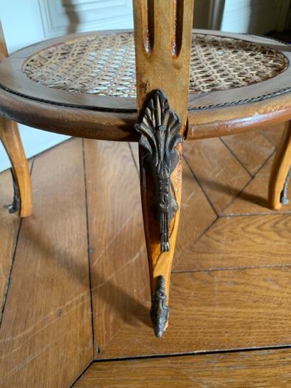Circular wooden table with inlaid decoration...