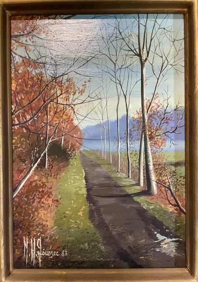 Lot of small paintings: landscapes, seascapes,...