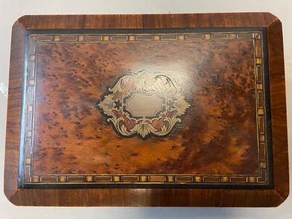 Burr veneer and marquetry case containing...