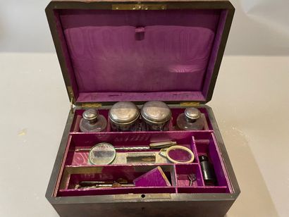 Burr veneer and marquetry case containing...