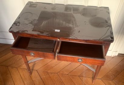 Mahogany writing table with one shelf and...