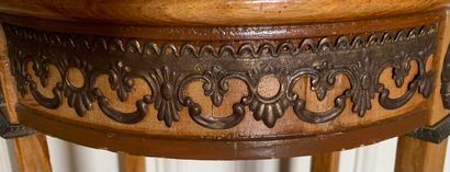 Circular wooden table with inlaid decoration...