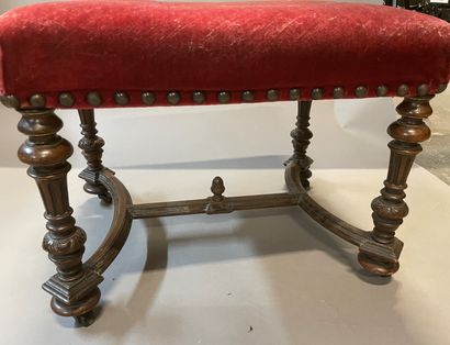 Stool with moulded and carved wooden legs,...
