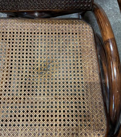Varnished bentwood rocking chair, seat and...