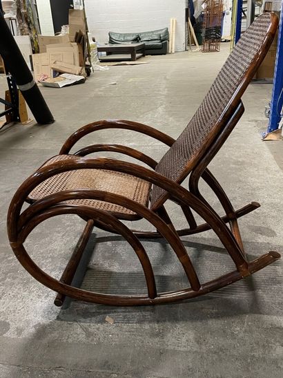 Varnished bentwood rocking chair, seat and...